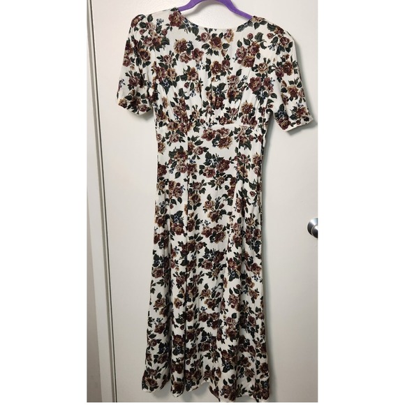 Vintage Be Smart Floral Dress Jr Size 5/6 Small Pearl Button Front 80s Milkmaid - Picture 2 of 12